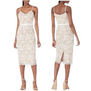 Dress the Population Emma Body-Con Midi Dress Women’s Size XL White and Gold